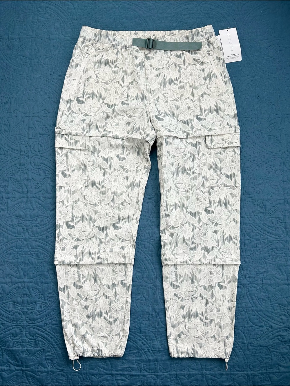 Athleta Trekkie Convertible Hike Pant Ethereal Bloom White/Cream Size 16 NWT